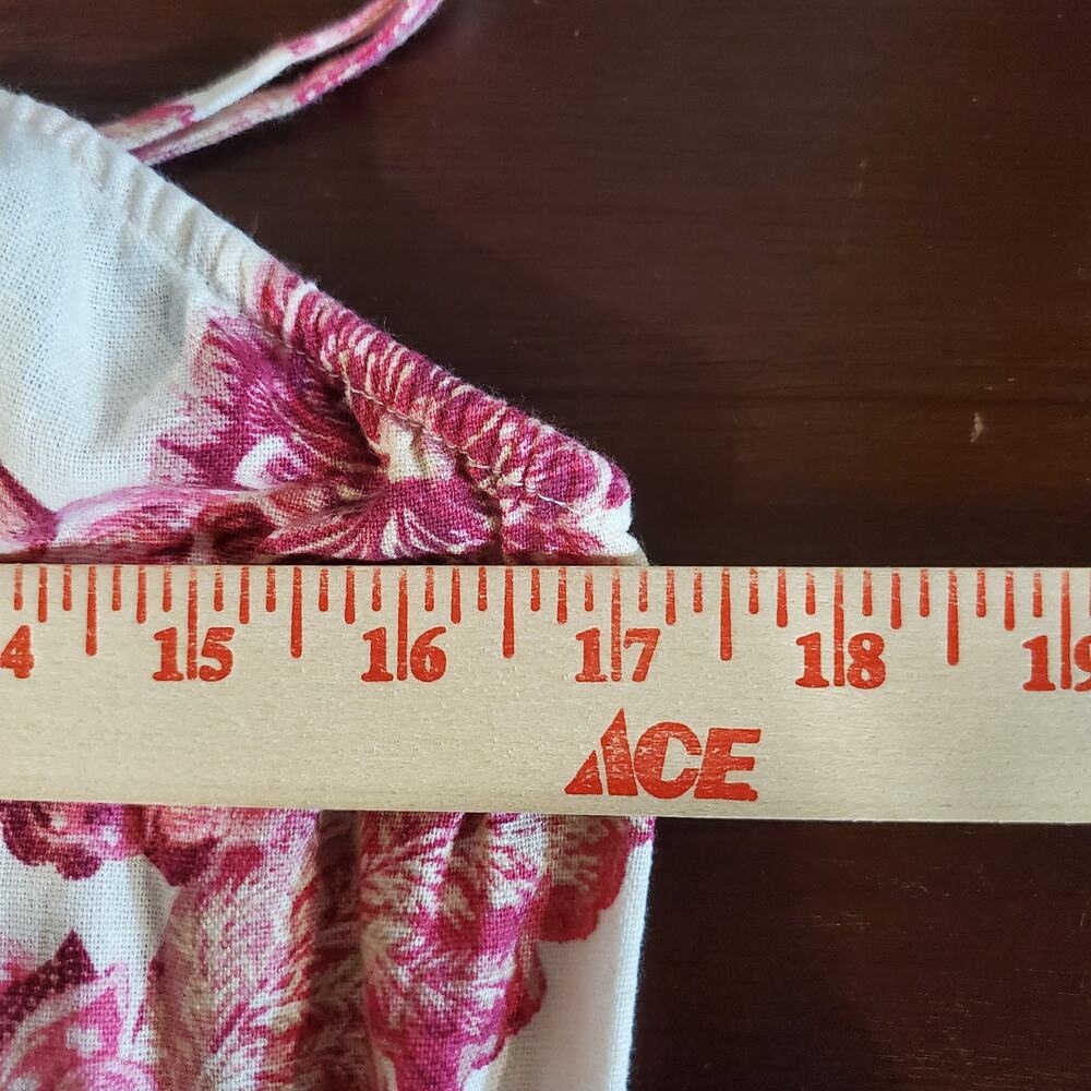 Old Navy Cami Smocked Tiered Floral Linen Blend Maxi Dress Size L Pockets Summer - Picture 11 of 13